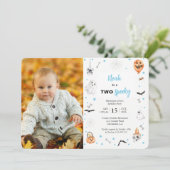 Invitation Halloween 2e anniversaire éffrayant un garçon phot (Debout devant)
