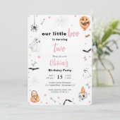Invitation Halloween 2e anniversaire Fille fantôme rose deux (Debout devant)