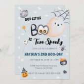 Invitation Halloween 2e anniversaire garçon deux Éffrayant (Devant / Derrière)