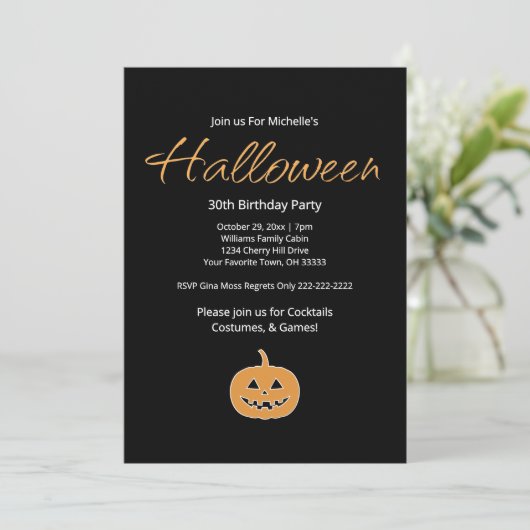 Invitation Halloween 30e fête d'anniversaire Jack O'Lantern (Debout devant)