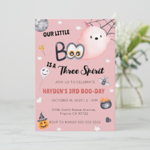 Invitation Halloween 3e anniversaire fille trois esprit
