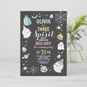 Invitation Halloween 3e anniversaire Filles Fête Fantômes Cit (Debout devant)