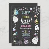 Invitation Halloween 3e anniversaire Filles Fête Fantômes Cit (Devant / Derrière)