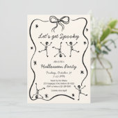 Invitation Halloween à la main de Whimsical Drake Skeleton Bo (Debout devant)