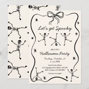 Invitation Halloween à la main de Whimsical Drake Skeleton Bo