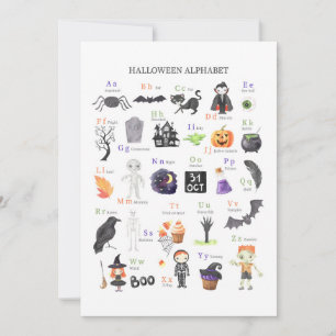 Invitation Halloween ABC Poster Guide d'étude pour enfants