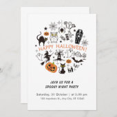 Invitation Halloween Abstrait Noir Et Blanc Éffrayant (Devant / Derrière)