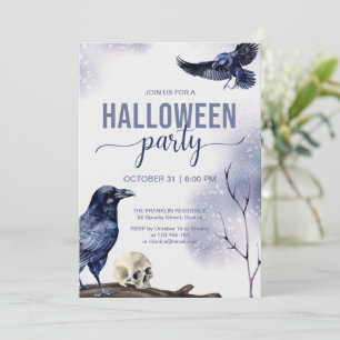 Invitation Halloween Adult Party Aquarelle Corbeau gothique