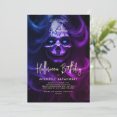 Invitation Halloween adulte fête anniversaire dame crâne mode (Debout devant)