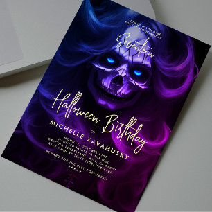 Invitation Halloween adulte fête anniversaire dame crâne mode