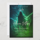 Invitation Halloween adulte fête d'anniversaire Ghost Green (Devant)