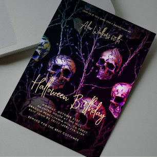 Invitation Halloween adulte fête d'anniversaire Gold Peau pou