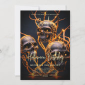 Invitation Halloween adulte fête d'anniversaire Neon Crâne mo (Devant)