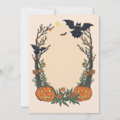 Invitation Halloween amusant avec citrouilles, chauves-souris (Dos)