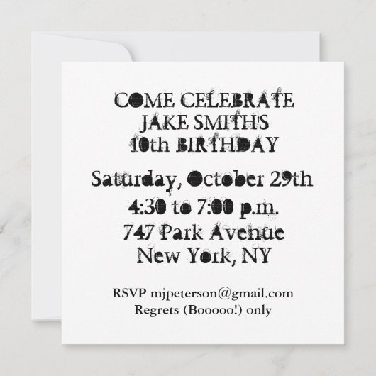 INVITATION HALLOWEEN ANNIVERSAIRE (Dos)