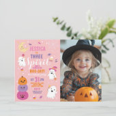 Invitation Halloween Anniversaire 3ème Filles Fête Fantômes C (Debout devant)