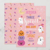 Invitation Halloween Anniversaire 3ème Filles Fête Fantômes C (Devant / Derrière)