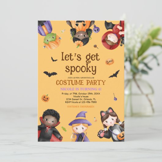 Invitation Halloween Anniversaire Cute Kids Costume Party (Debout devant)