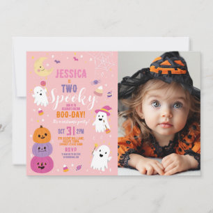 Invitation Halloween Anniversaire Deux Filles Fête Fantômes C