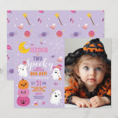 Invitation Halloween Anniversaire Deux Filles Fête Fantômes P (Devant / Derrière)