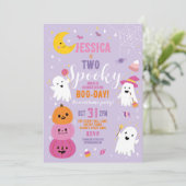 Invitation Halloween Anniversaire Deux Filles Fête Fantômes V (Debout devant)