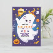 Invitation Halloween Anniversaire Fantôme Happy Fun Cute 1er (Debout devant)