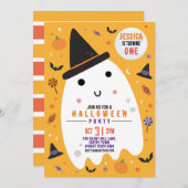 Invitation Halloween Anniversaire Fantôme heureux (Devant / Derrière)