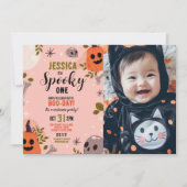 Invitation Halloween Anniversaire UNE Fille Citrouille de la (Devant)