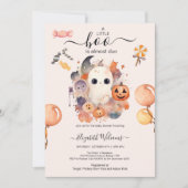 Invitation Halloween Aquarelle Citrouille Petit Boo Baby Show (Devant)