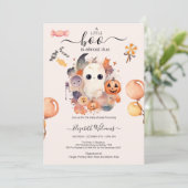 Invitation Halloween Aquarelle Citrouille Petit Boo Baby Show (Debout devant)