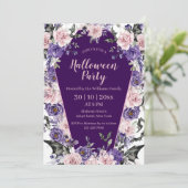 Invitation halloween aquarelle florale violet chic parti (Debout devant)