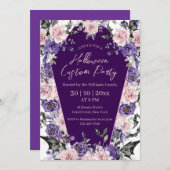 Invitation halloween aquarelle florale violet rose (Devant / Derrière)