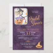Invitation Halloween aquarelle sorcière douche nuptiale (Devant)