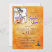 Invitation Halloween aquarelle sorcière douche nuptiale (Devant)