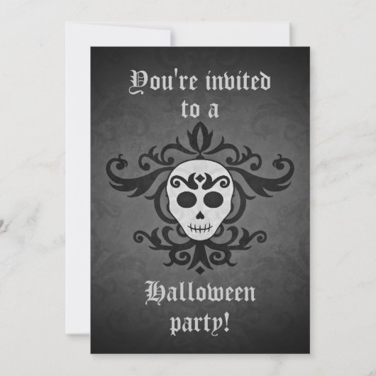 Invitation Halloween au crâne chic (Devant)