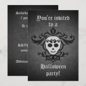 Invitation Halloween au crâne chic (Devant / Derrière)