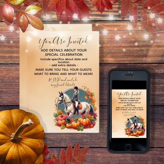 Invitation Halloween automnal équestre