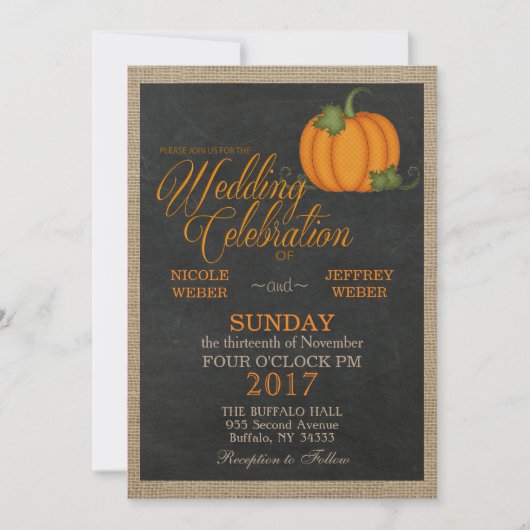 Invitation Halloween Automne Automne Citrouille Pays Barne Ma (Devant)