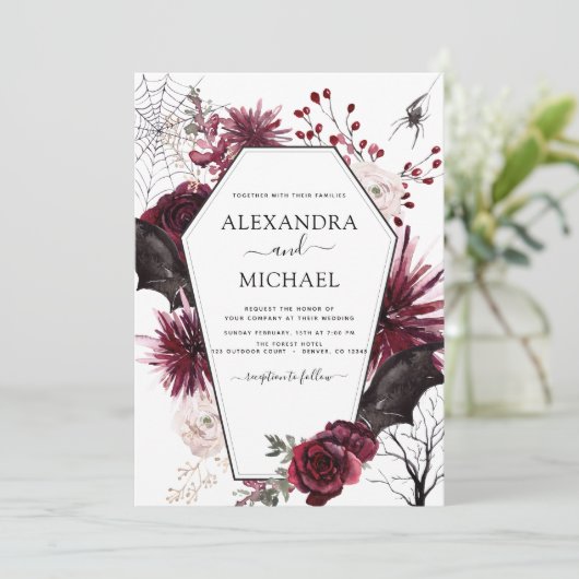 Invitation Halloween Automne Automne Mariage foncé (Debout devant)