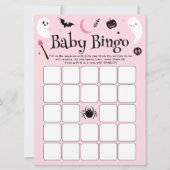 Invitation Halloween Baby Girl Shower Baby Bingo Game Card (Devant)