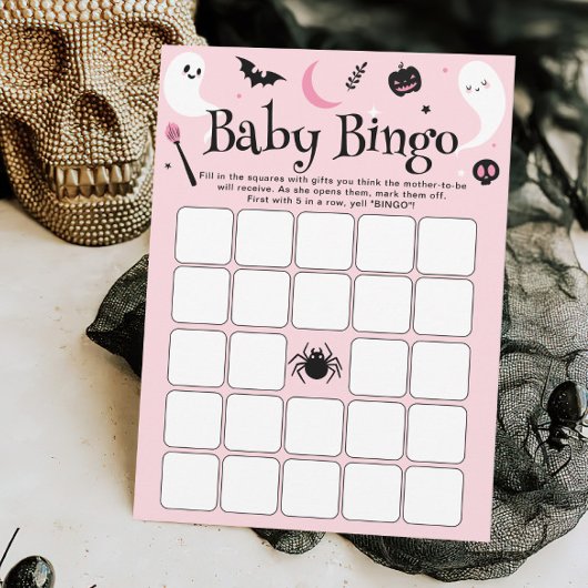 Invitation Halloween Baby Girl Shower Baby Bingo Game Card