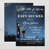 Invitation Halloween Baby shower de la petite sorcière Éffray (Devant / Derrière)