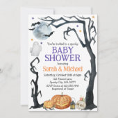 Invitation Halloween Baby shower Éffrayant Cute Aquarelle (Devant)