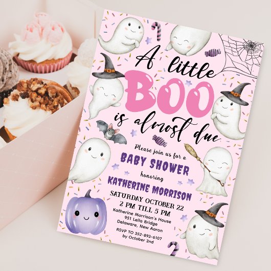 Invitation Halloween Baby shower fille rose petit garçon fant
