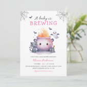 Invitation Halloween Baby shower mignon fantôme (Debout devant)