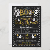 Invitation Halloween Baby shower moderne main lunaire tiré (Devant)