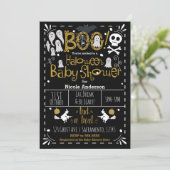 Invitation Halloween Baby shower moderne main lunaire tiré (Debout devant)