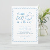 Invitation Halloween Baby shower petit fantôme (Debout devant)