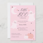 Invitation Halloween baby shower rose doux mignon fantôme (Devant)