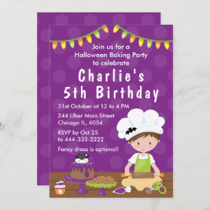 Invitation Halloween Baking Anniversaire Brown Hair Boy Invit